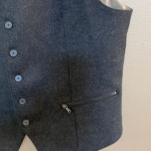 John Varvatos luxury cashmere wool suit VEST buttoned 3 zip pockets concrete 44R - Picture 5 of 14